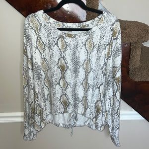 Express sweater with front tie, snake skin print